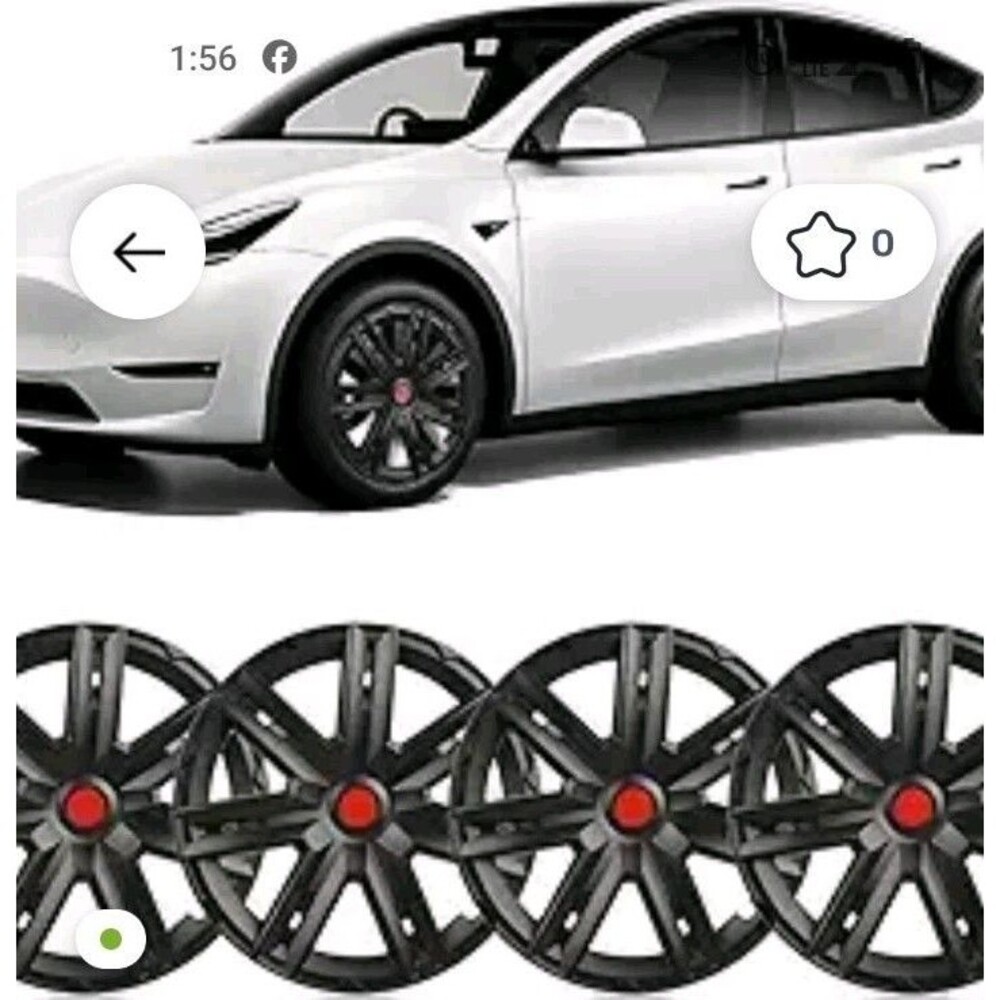 4PC Snap-on 20" Hubcaps 2020-24 Tesla Model Y Matte Black/Red